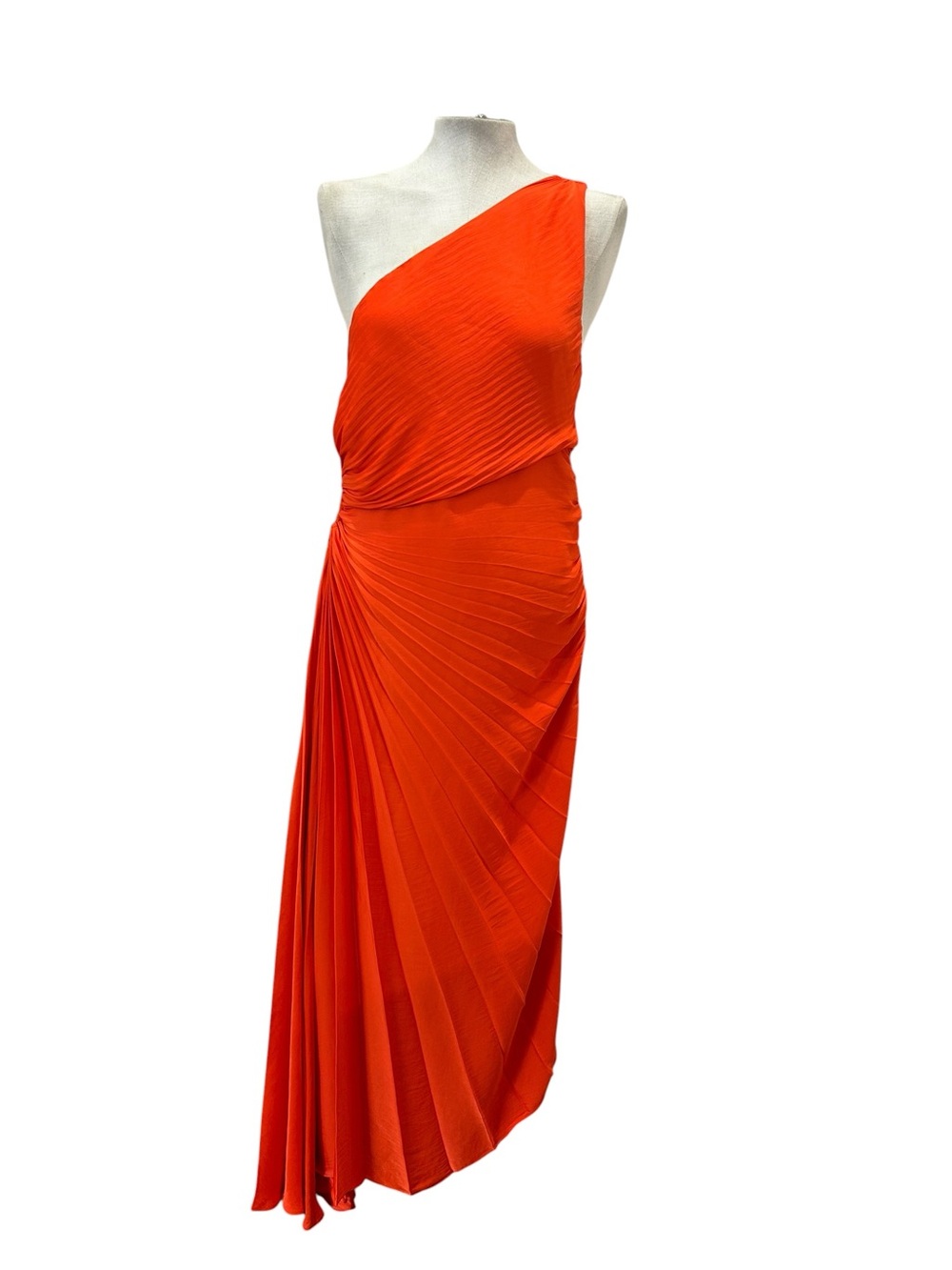 NWOT House of Harlow 1960 vibrant orange one shoulder maxi gown Sz M
